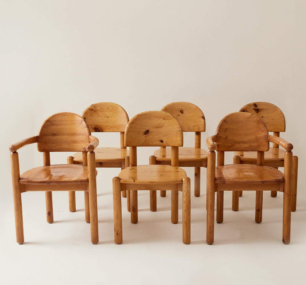 Rainer Daumiller Pine Dining Chairs, 1960's-70's, Set of 6