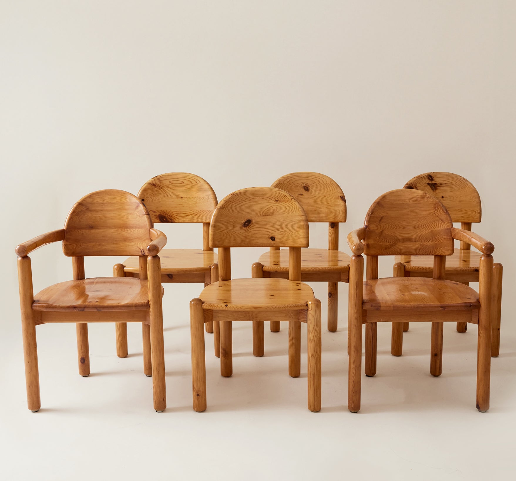 Rainer Daumiller Pine Dining Chairs, 1960's-70's, Set of 6
