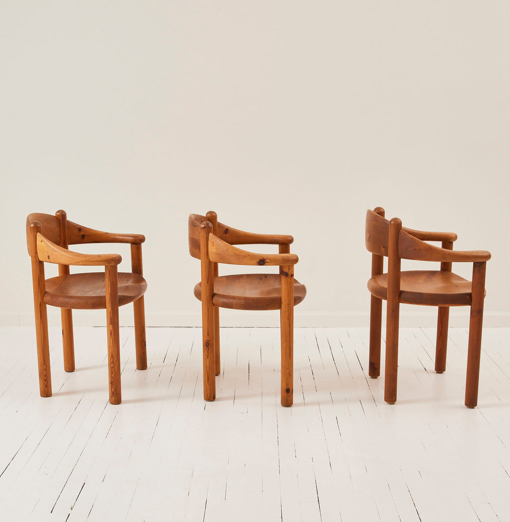 SOLD Rainer Daumiller Solid Pine Danish Mid Century Dining Chairs, Set of 6, 1970's