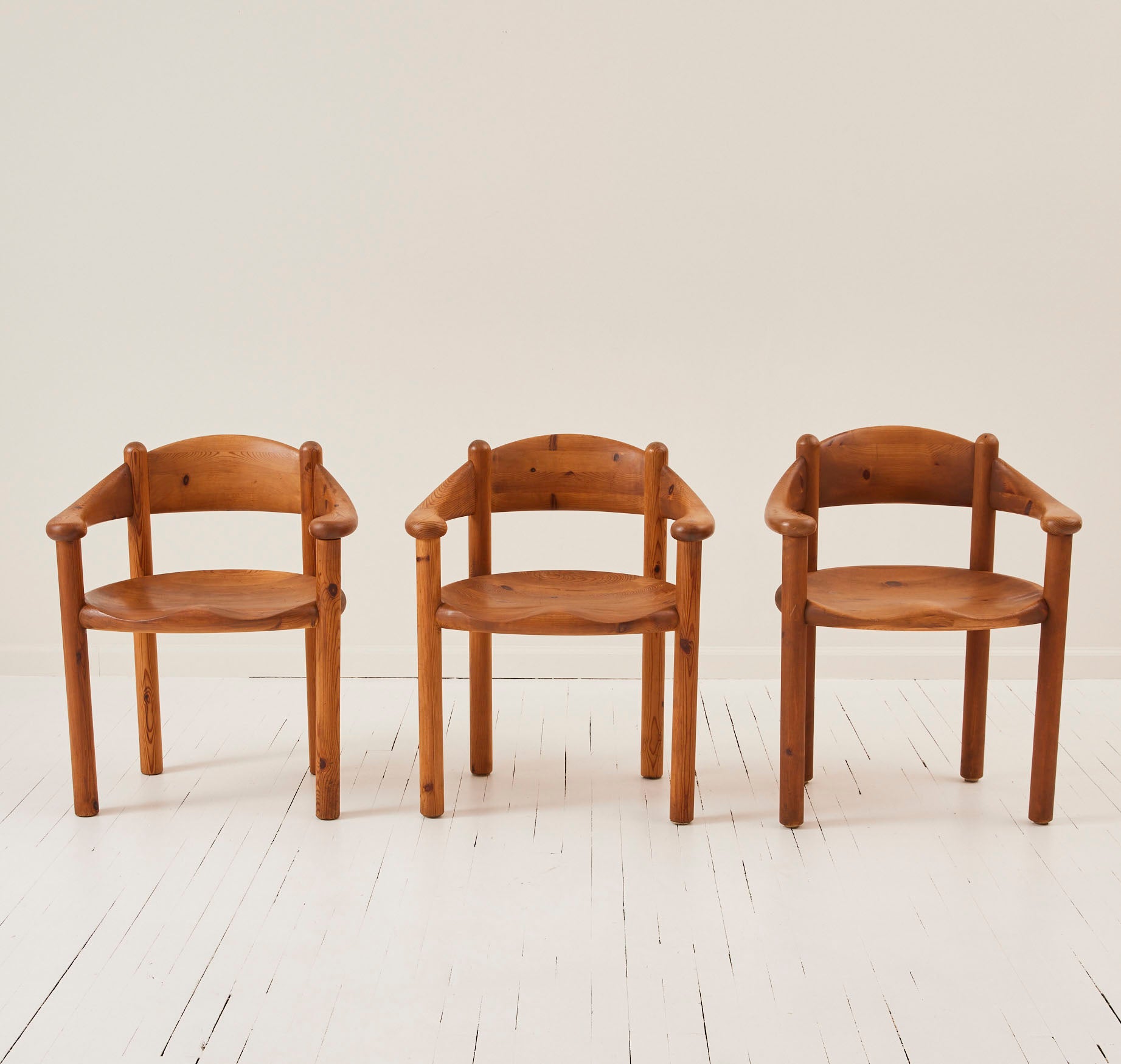 SOLD Rainer Daumiller Solid Pine Danish Mid Century Dining Chairs, Set of 6, 1970's