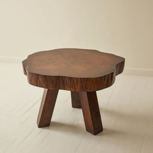 Brutalist Solid Elm Side table, 1950's