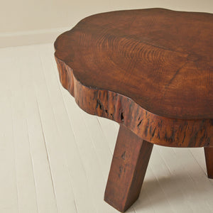 Brutalist Solid Elm Side table, 1950's