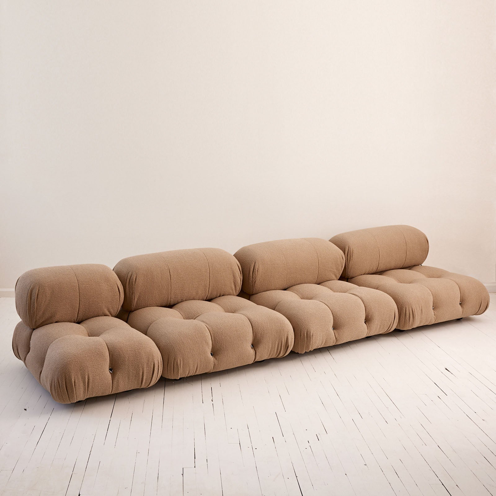 SOLD Mario Bellini "Camaleonda" Sofa, 1970s Vintage Mid Century Modular Sofa in Light Camel Boucle, C&B Italia