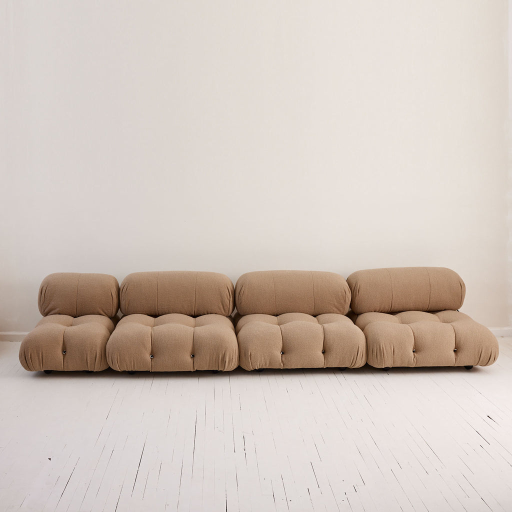SOLD Mario Bellini "Camaleonda" Sofa, 1970s Vintage Mid Century Modular Sofa in Light Camel Boucle, C&B Italia