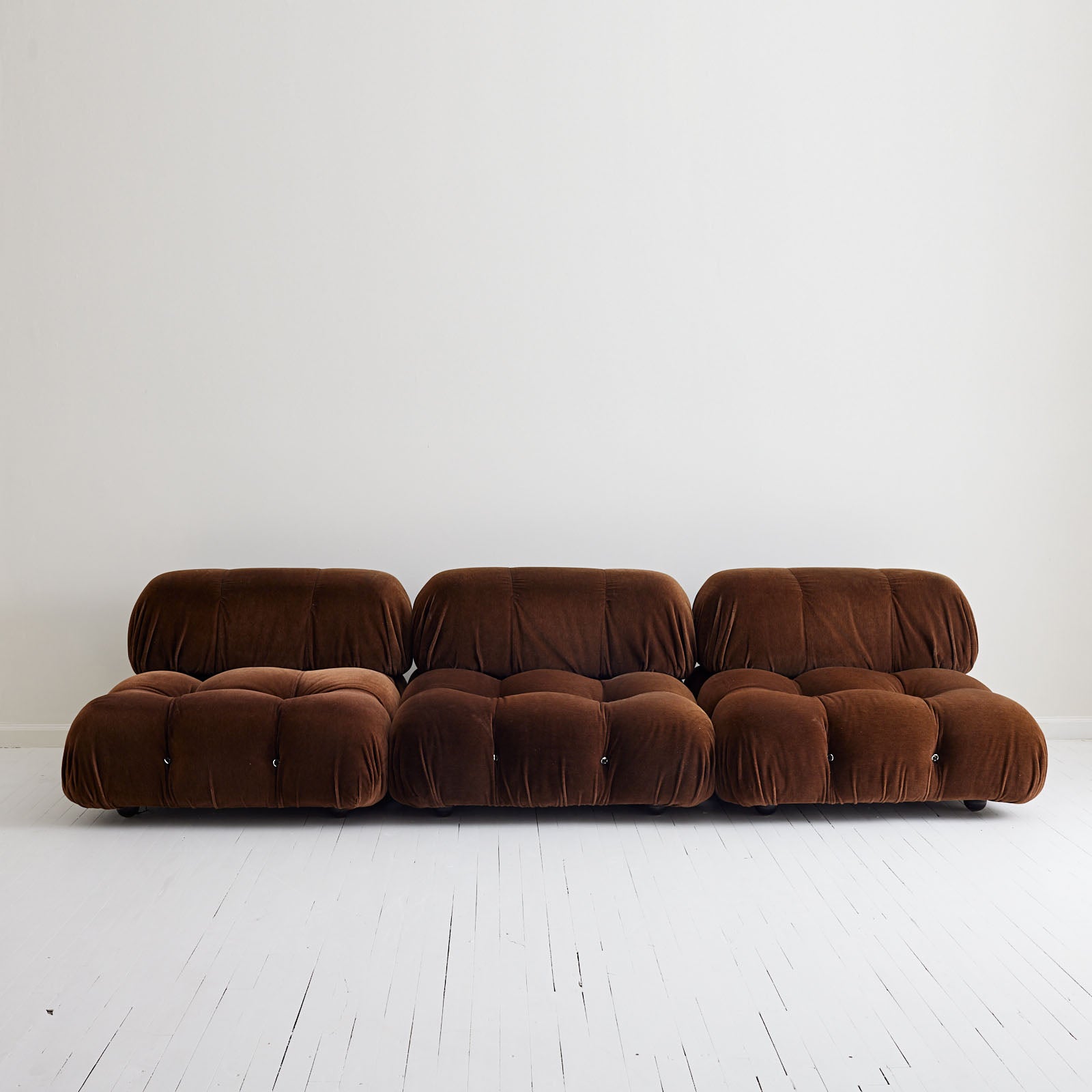 SOLD Mario Bellini "Camaleonda" Sofa, 1970s Vintage Mid Century Modular Sofa in Brown Velvet for B&B Italia, Set of 3