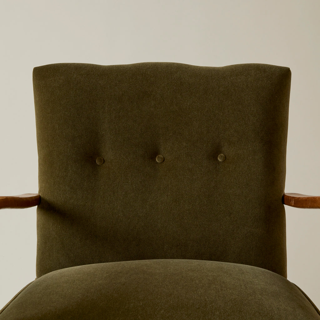 Swedish Modern Easy Chairs With Curved Beach Arms, Upholstered in Velvet, 1940s - Set of 2