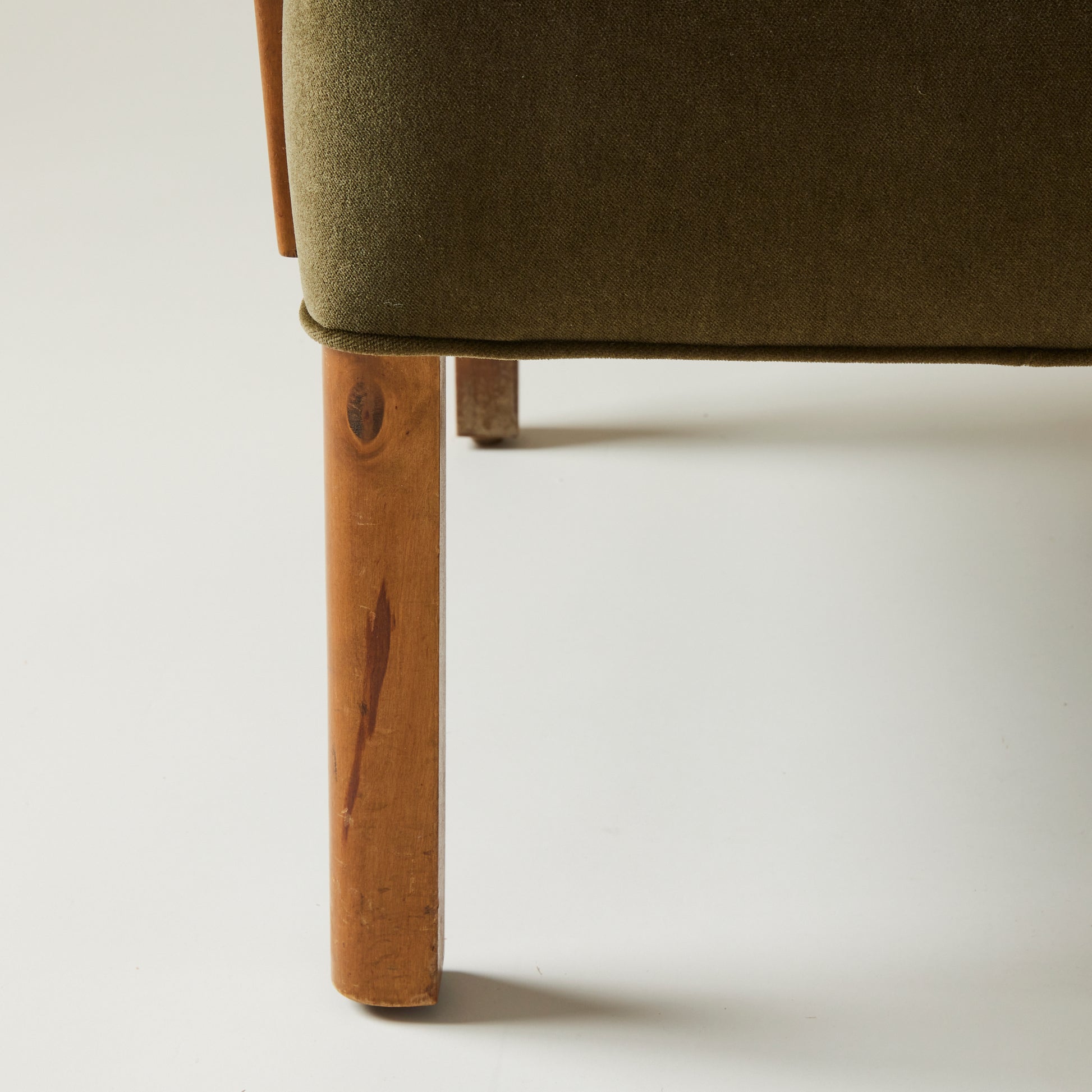Swedish Modern Easy Chairs With Curved Beach Arms, Upholstered in Velvet, 1940s - Set of 2