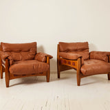 SOLD Sergio Rodrigues "Sheriff" Brazilian Leather Lounge Chair, a pair 1960's