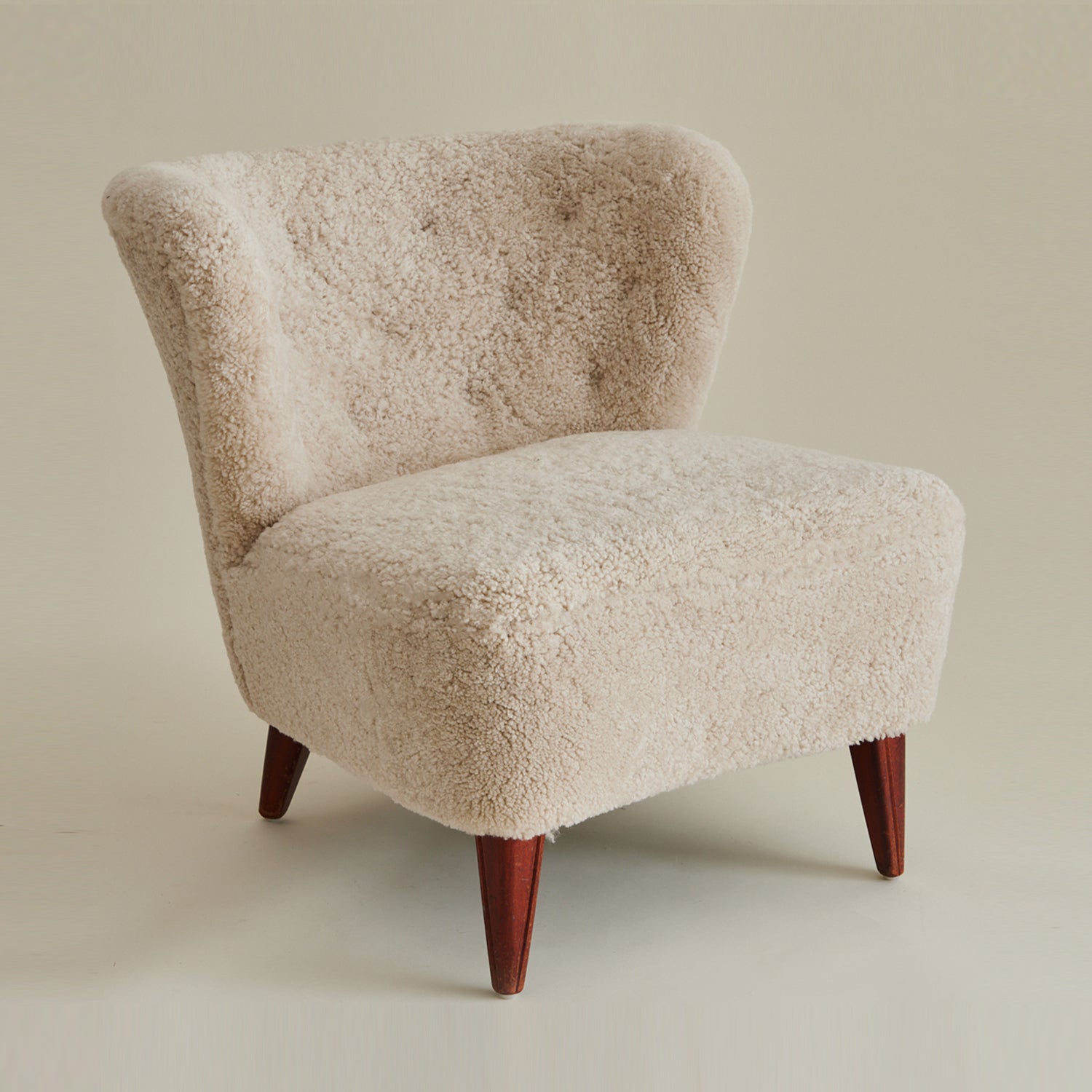 SOLD Gösta Jonsson Style Swedish Sheepskin Loungechair, 1940's