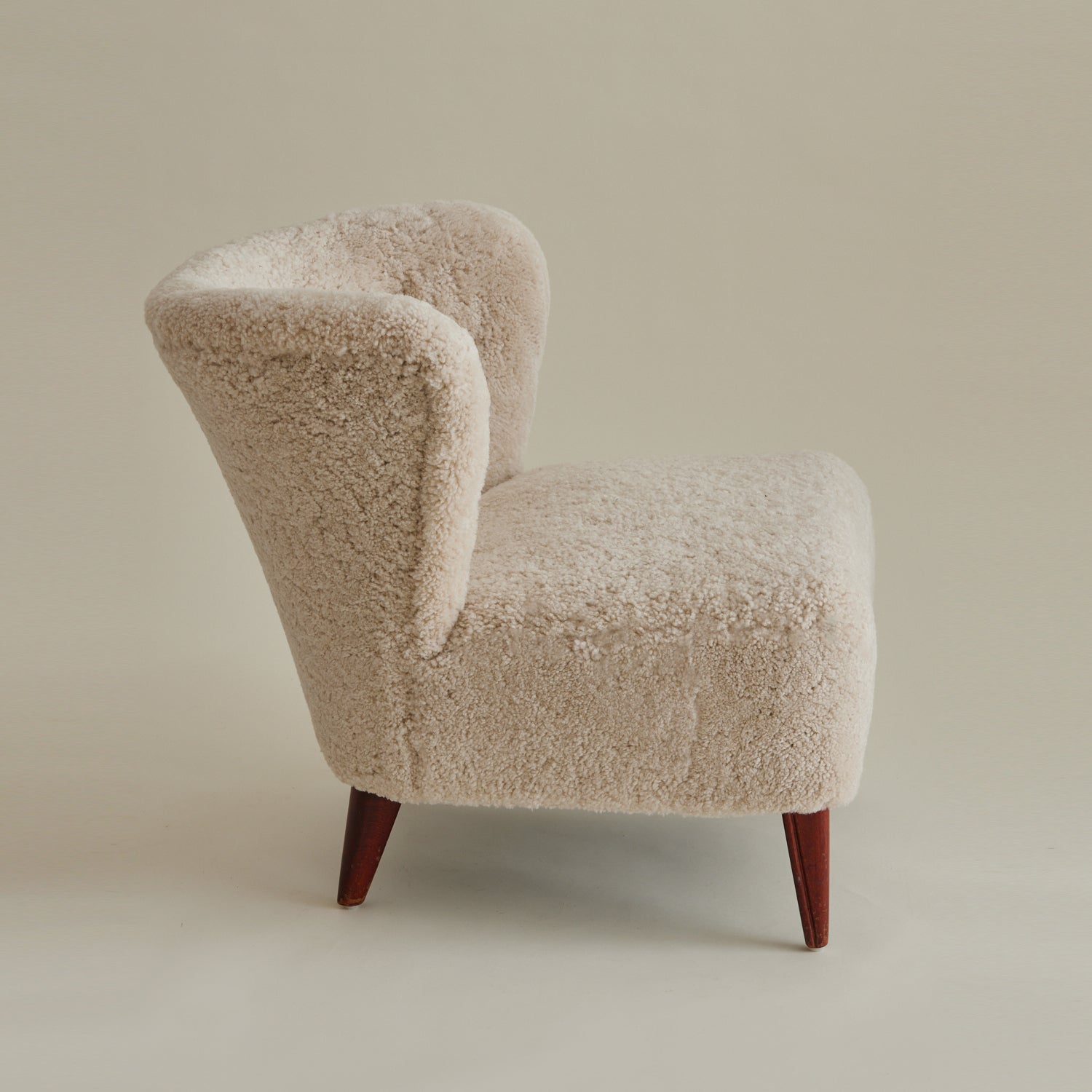 SOLD Gösta Jonsson Style Swedish Sheepskin Loungechair, 1940's