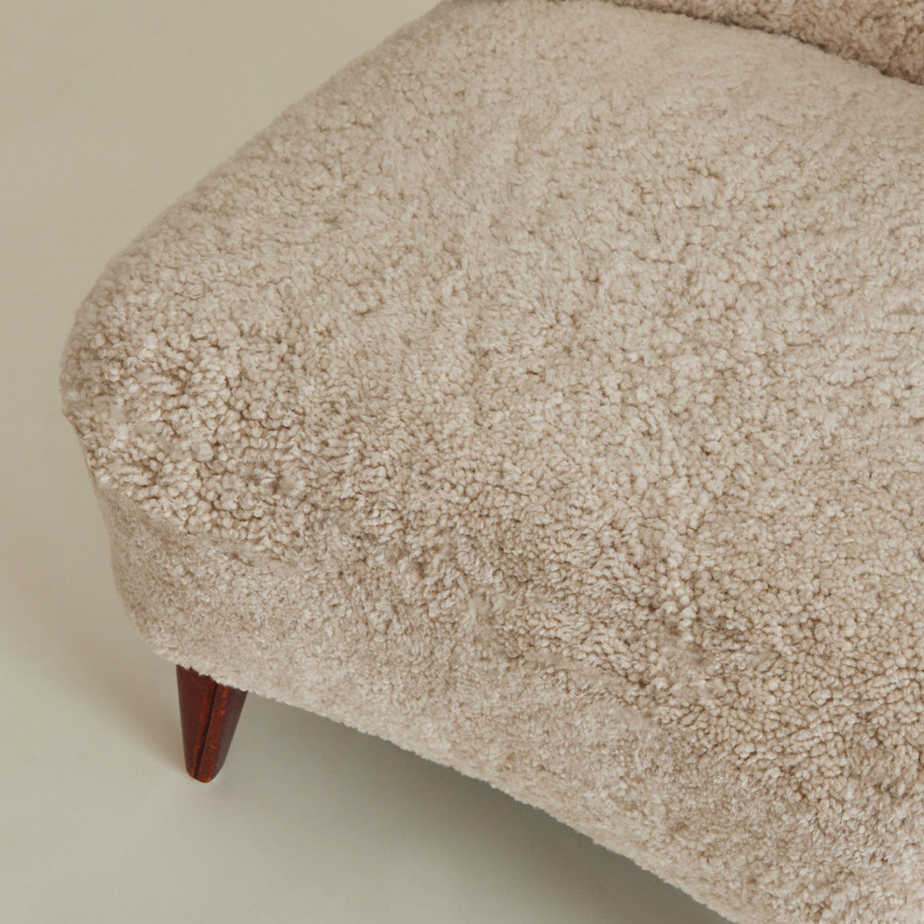 SOLD Gösta Jonsson Style Swedish Sheepskin Loungechair, 1940's