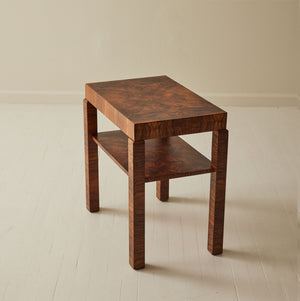French Art Deco Burl Walnut side table, 1930's