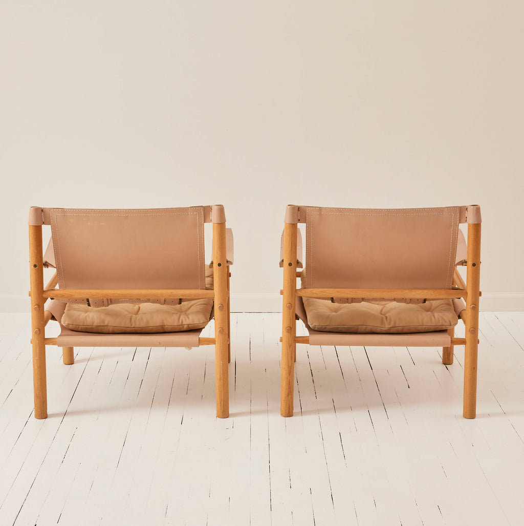 Arne Norell "Sirocco" Safari Leather Lounge Chairs, 1960's, a Pair