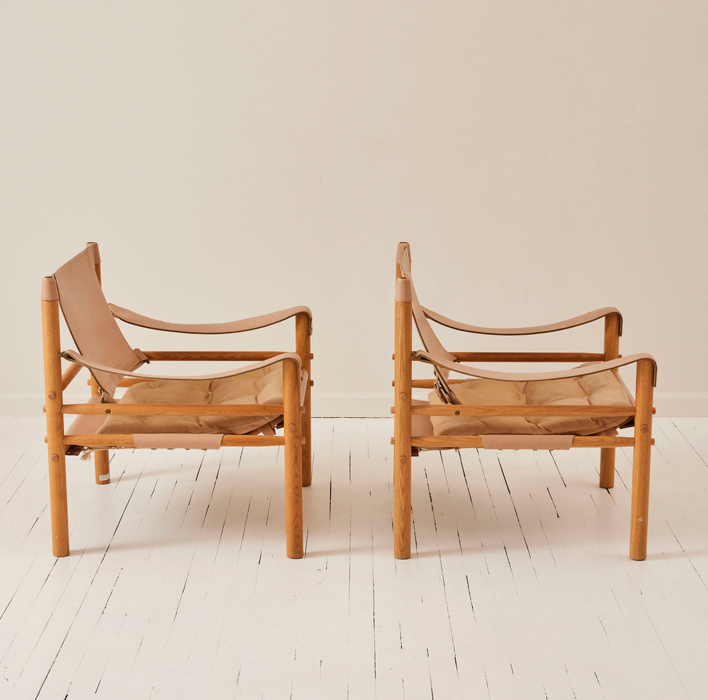 Arne Norell "Sirocco" Safari Leather Lounge Chairs, 1960's, a Pair