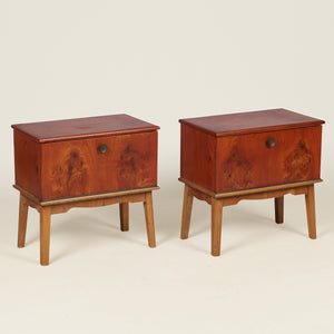 Pair of Mid-Century Danish Yew Bedside Cabinets, 1940s