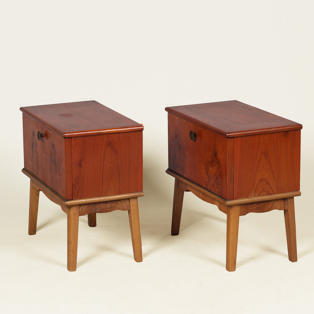 Pair of Mid-Century Danish Yew Bedside Cabinets, 1940s