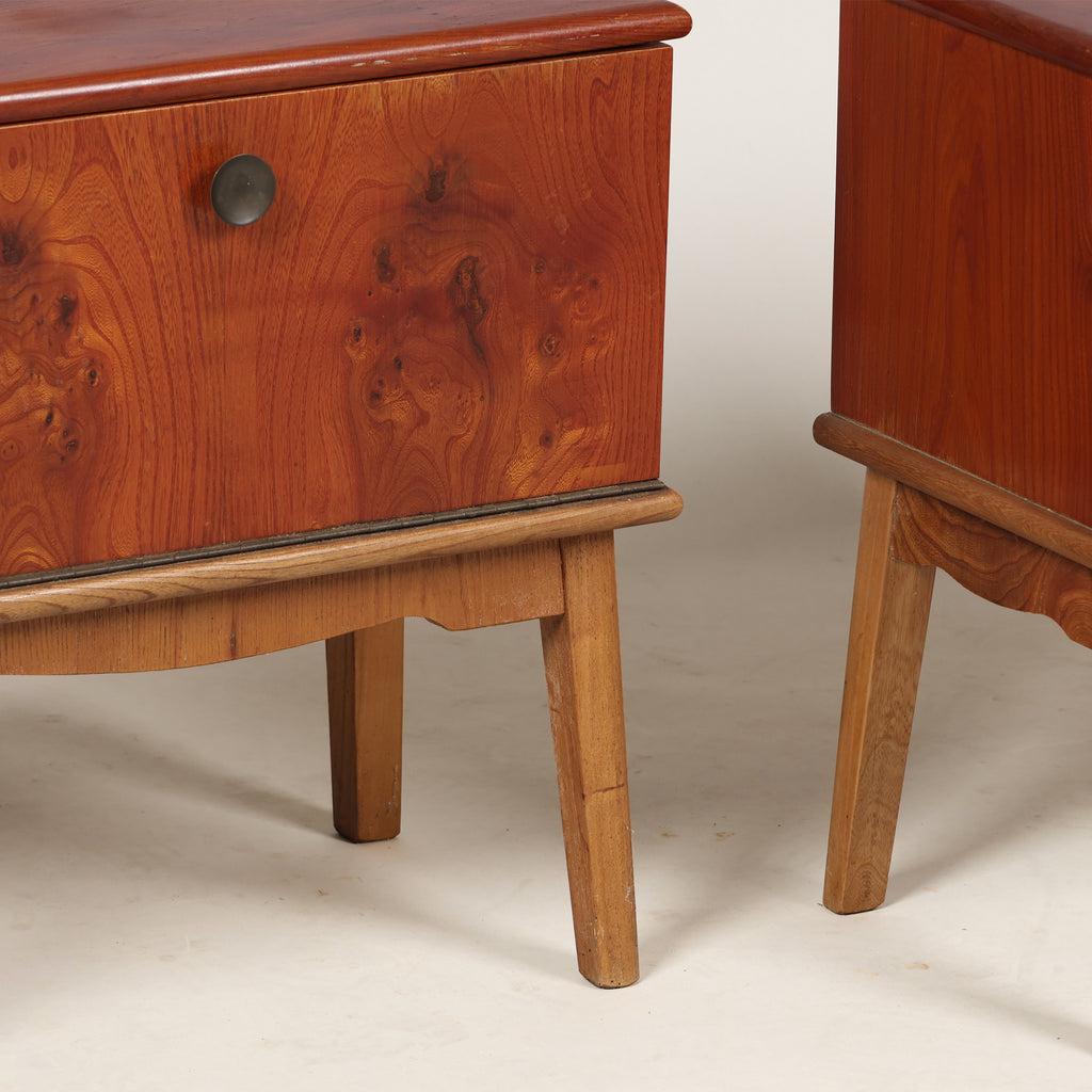 Pair of Mid-Century Danish Yew Bedside Cabinets, 1940s