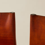Afra & Tobia Scarpa Cognac Colored "Monk" Leather Dining Chairs for Molteni 1974, 6 Total
