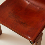 Afra & Tobia Scarpa Cognac Colored "Monk" Leather Dining Chairs for Molteni 1974, 6 Total
