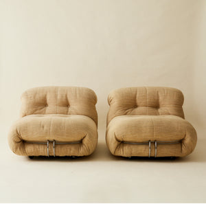 Afra and Tobia Scarpa "Soriana" Lounge Chairs by Cassina, a Pair, 1970's