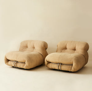 Afra and Tobia Scarpa "Soriana" Lounge Chairs by Cassina, a Pair, 1970's