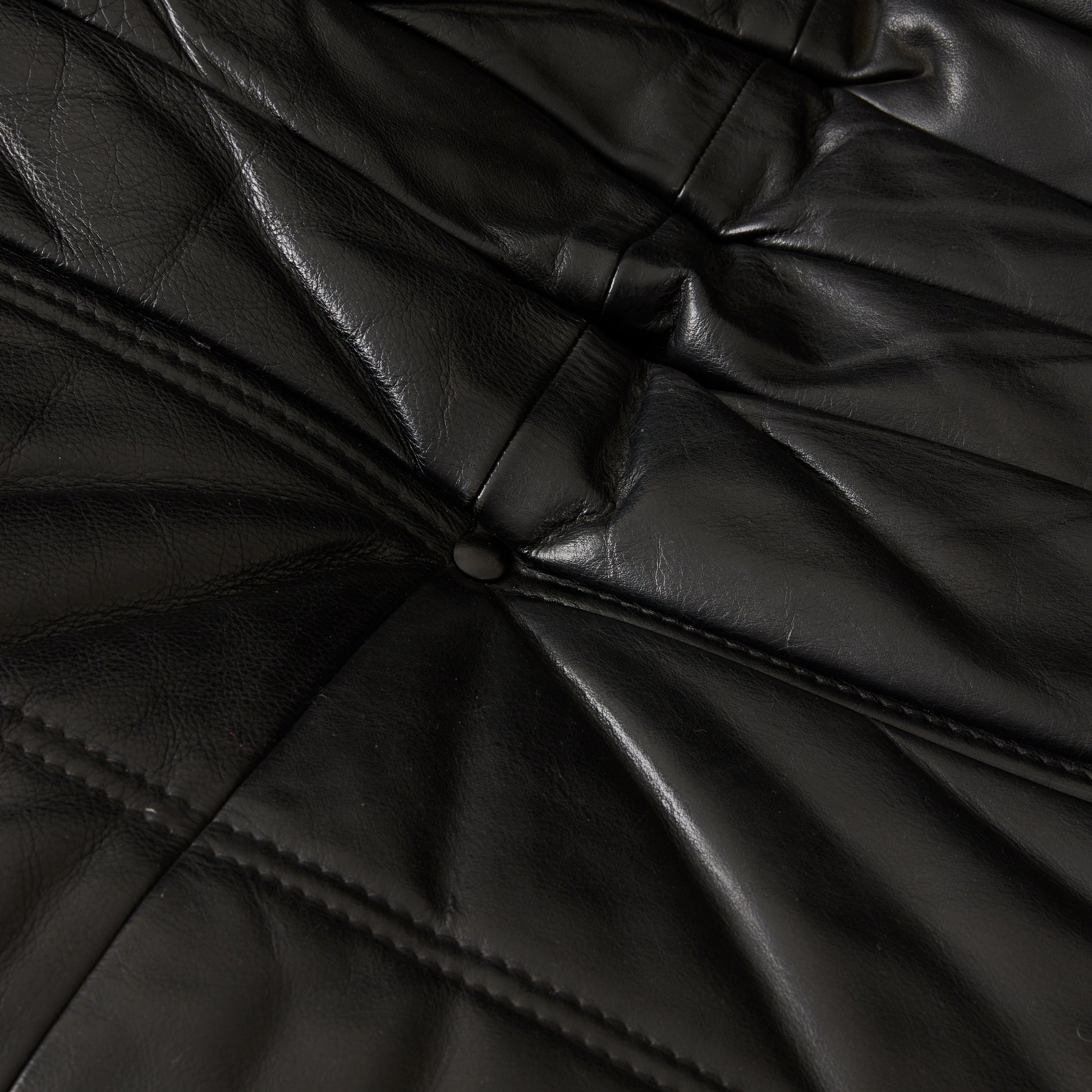 Ligne Roset "Togo" 2 person sofa in black leather, 1970's.