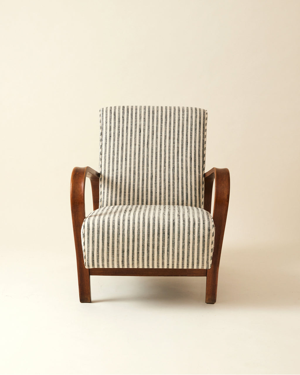 Jindrich Halabala Bentwood Lounge chair, Striped fabric, 1930's