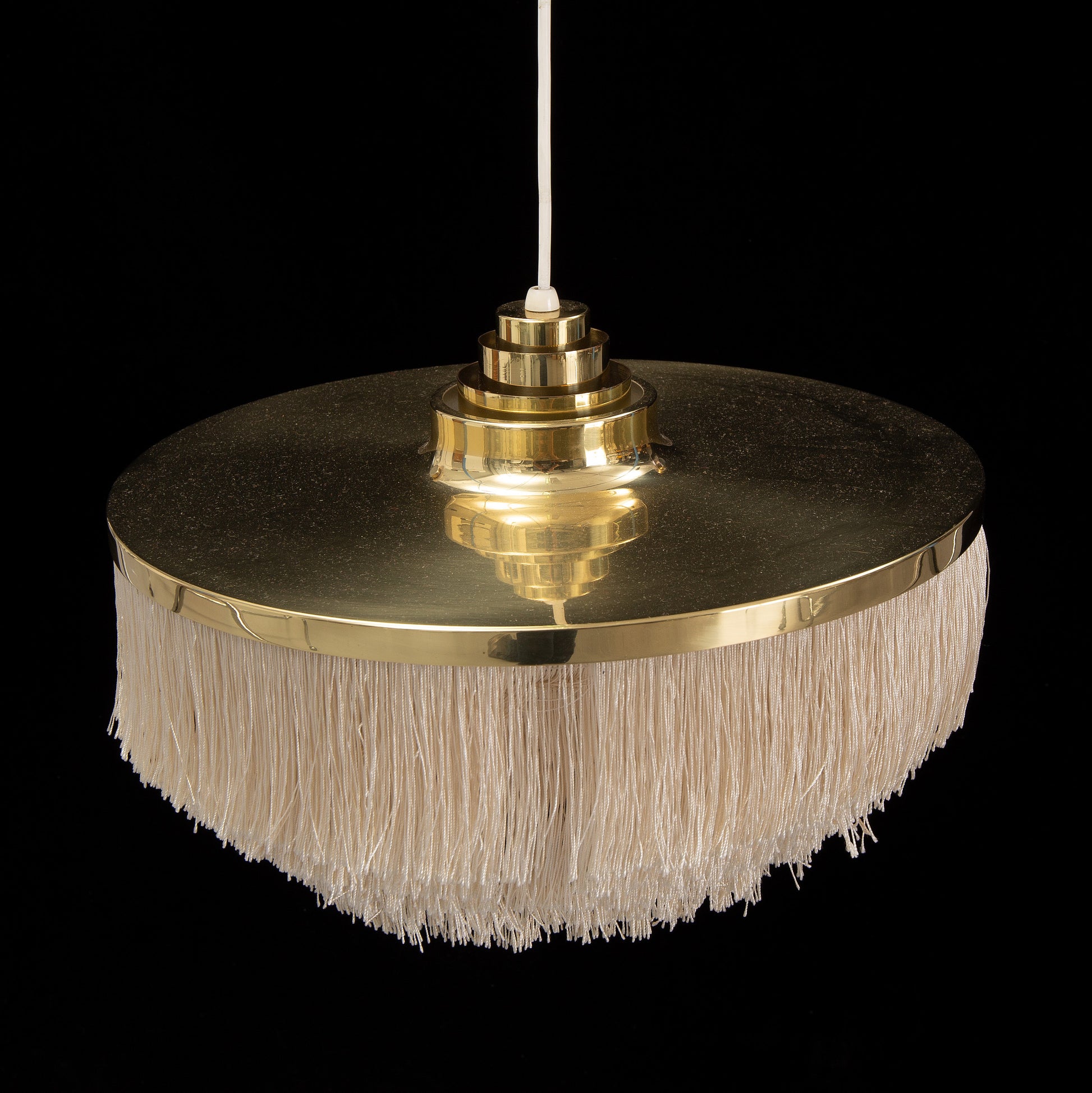 SOLD Hans-Agne Jakobsson, Brass and Fringe Pendant Light