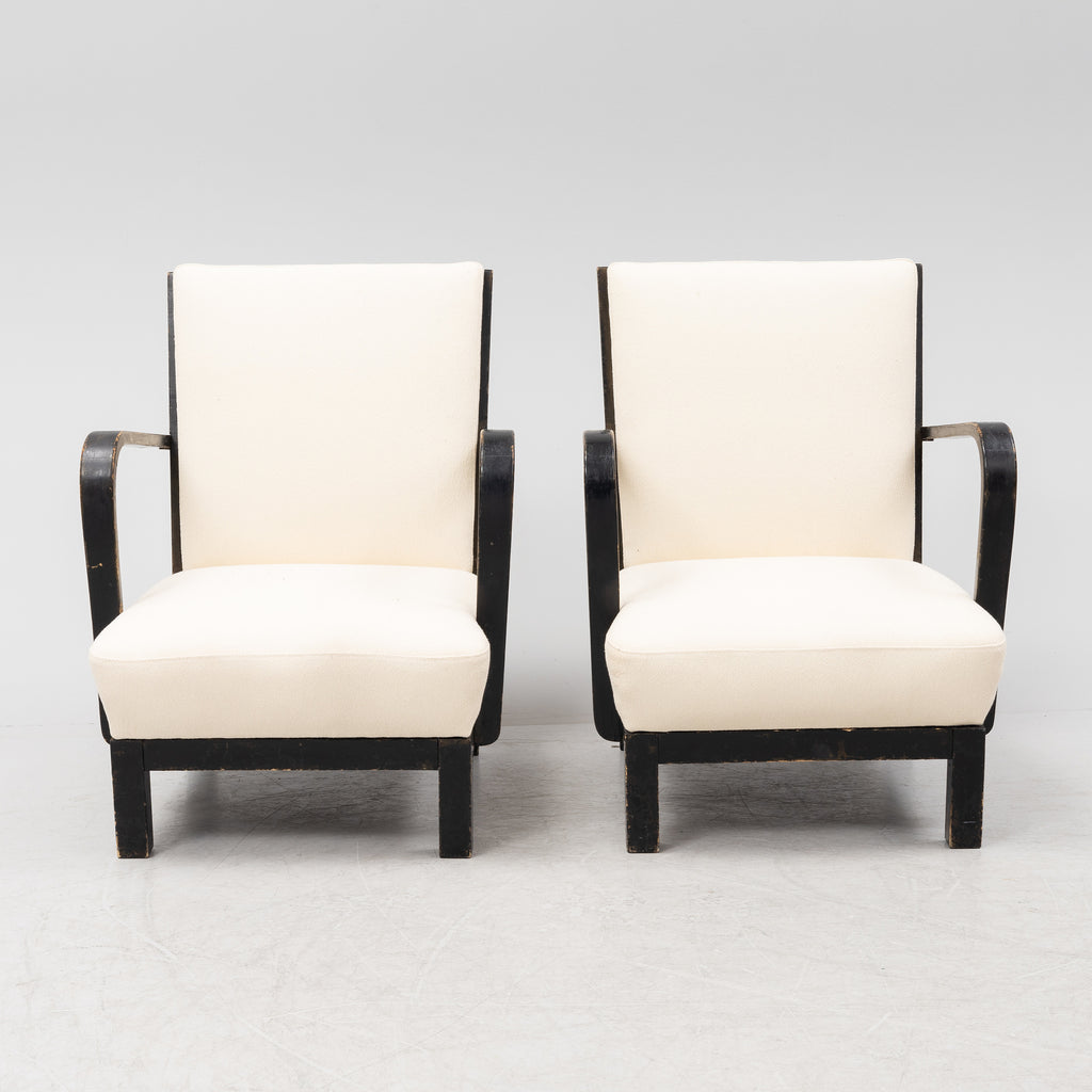 SOLD Asko Finland 1940's Chairs in Ivory Boucle