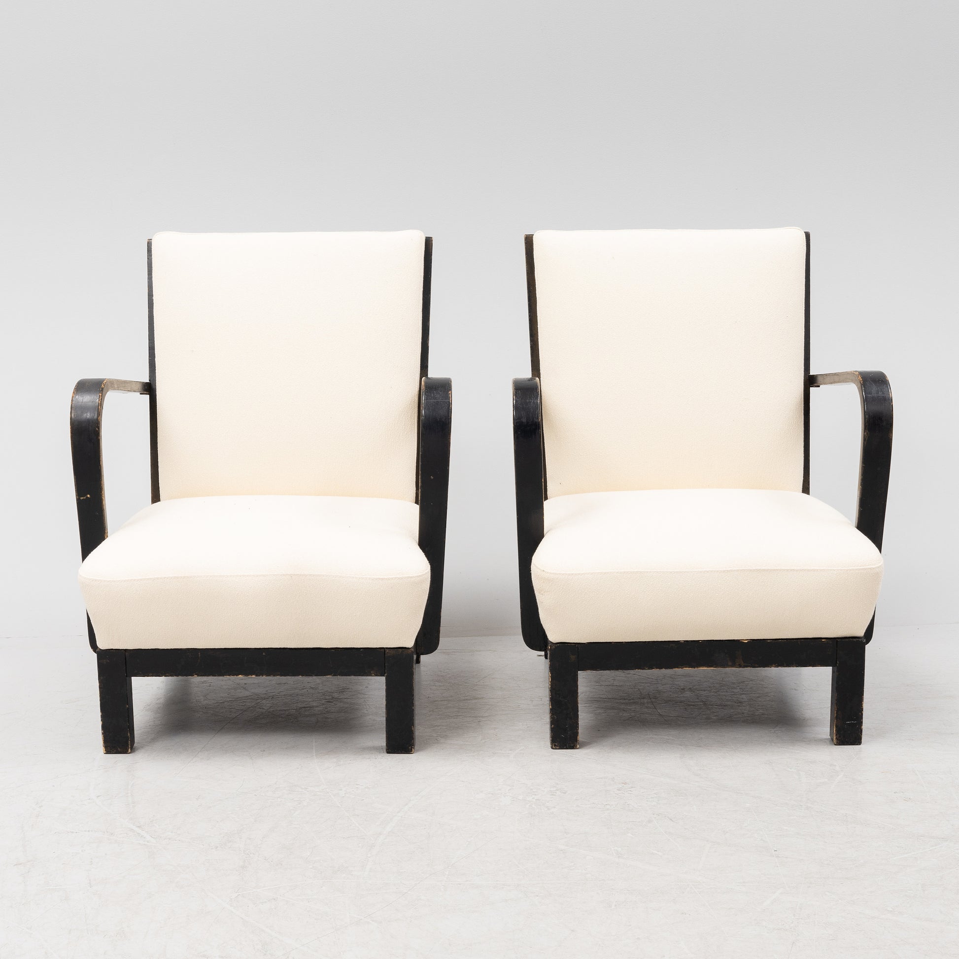 SOLD Asko Finland 1940's Chairs in Ivory Boucle