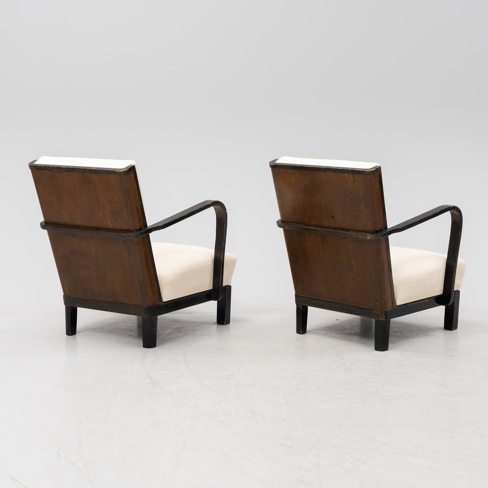 SOLD Asko Finland 1940's Chairs in Ivory Boucle