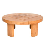SOLD 1970s Maison Regain Circular Table in Solid Elm