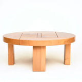 SOLD 1970s Maison Regain Circular Table in Solid Elm