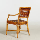SOLD Bamboo and Woven Leather Armchair