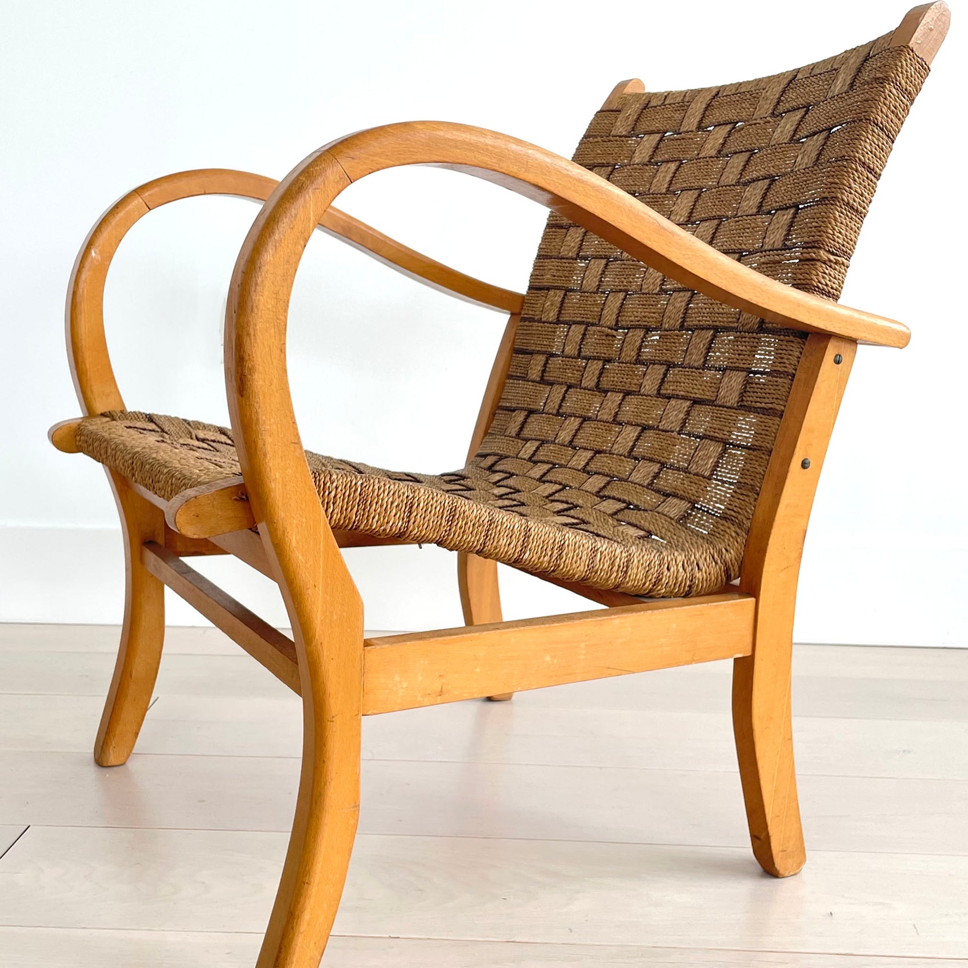 SOLD Erich Dieckmann Bauhaus Bent Wood and Paper Cord, 1925