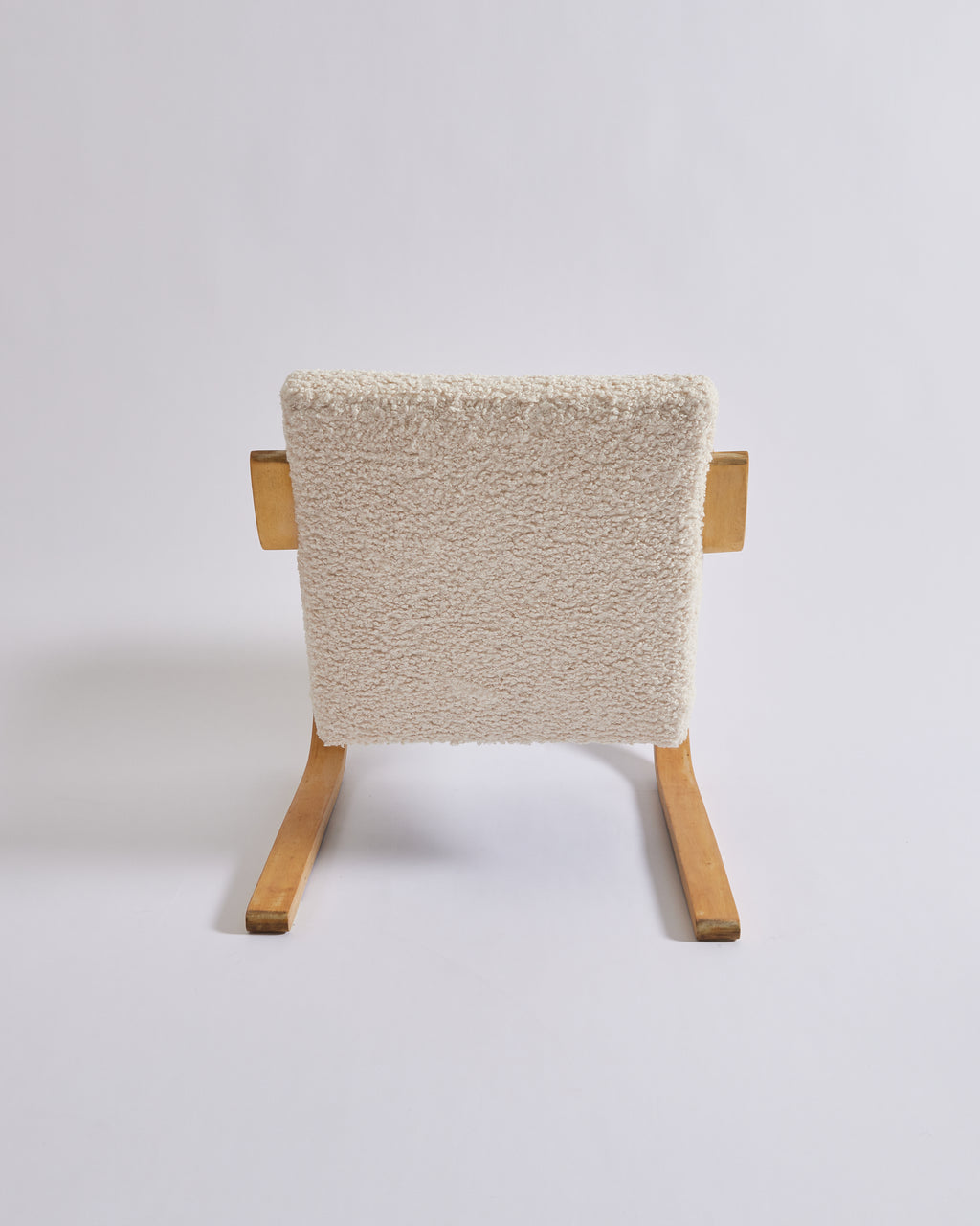 SOLD 1960's Alvar Aalto Birch Bentwood Chair with Fluffy Boucle Shearling Model 402