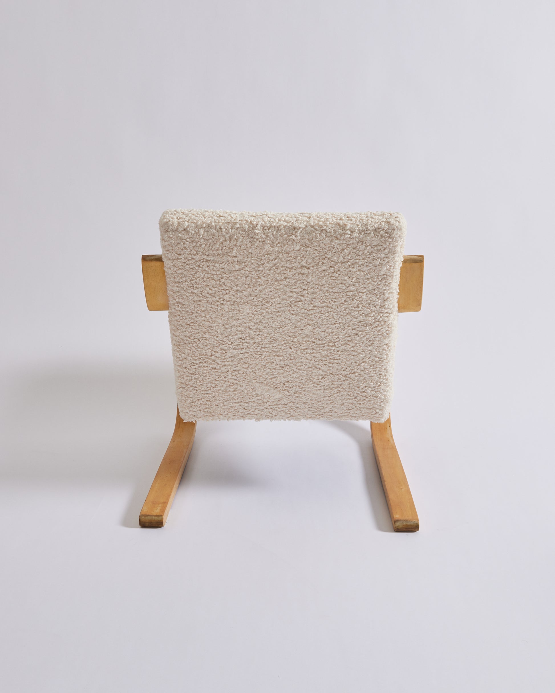 SOLD 1960's Alvar Aalto Birch Bentwood Chair with Fluffy Boucle Shearling Model 402