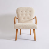 SOLD Danish Modern Lounge Chair in Curly Boucle Sheepskin