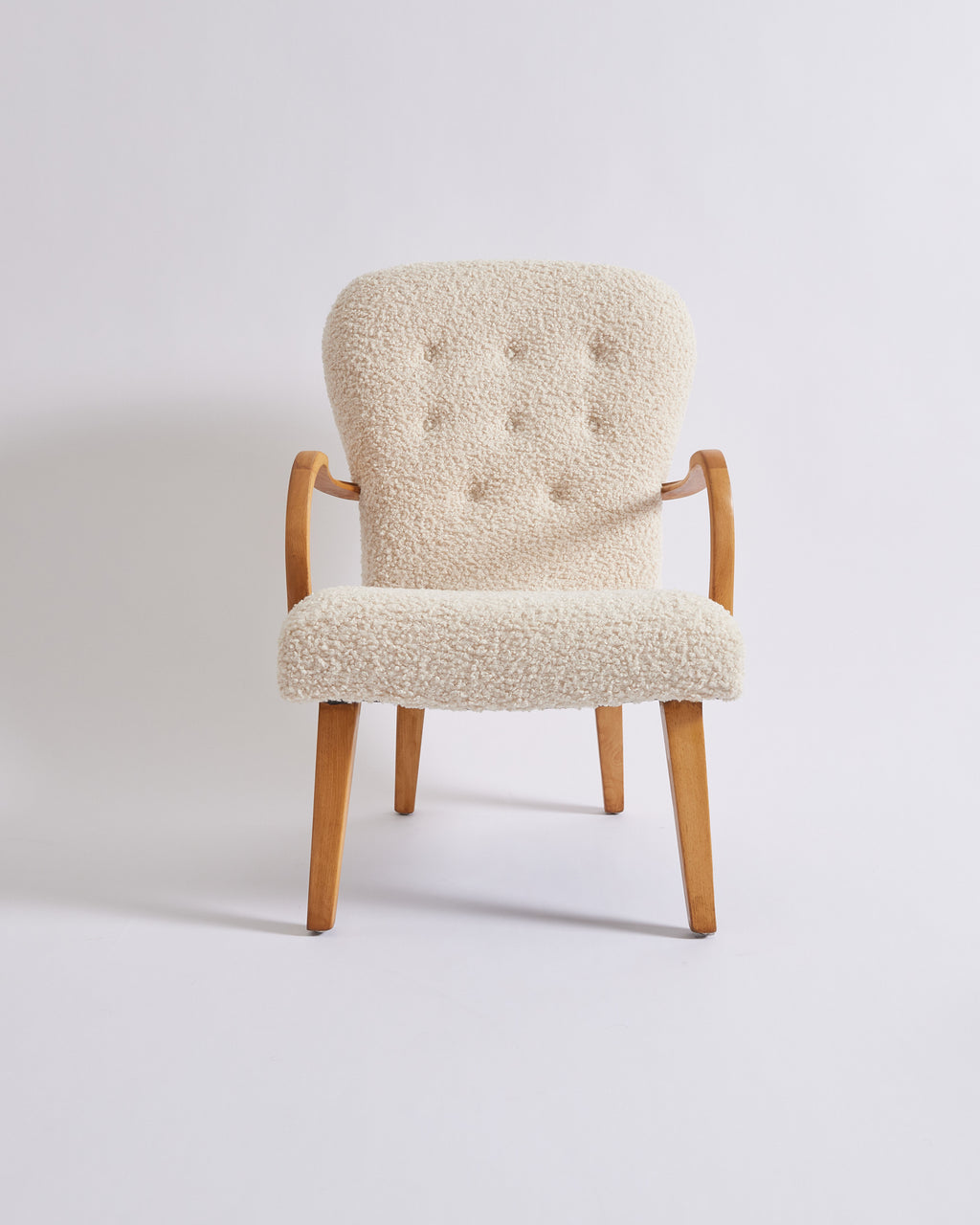 SOLD Danish Modern Lounge Chair in Curly Boucle Sheepskin