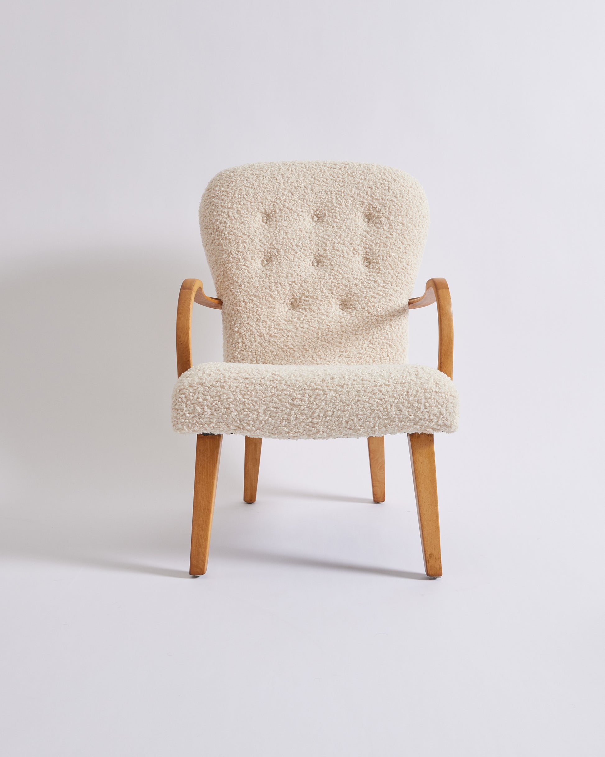 SOLD Danish Modern Lounge Chair in Curly Boucle Sheepskin