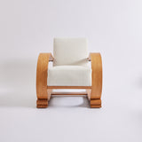 SOLD Audoux-Minet Bentwood Ivory Boucle Chair, 1950's