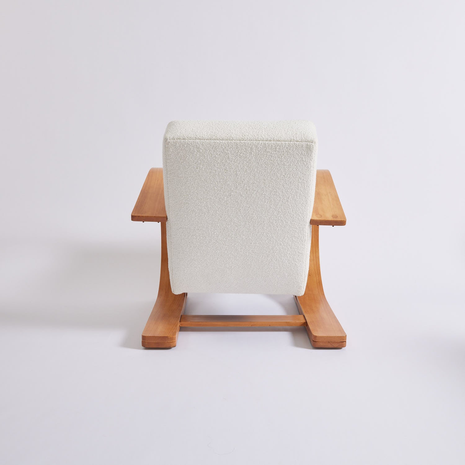 SOLD Audoux-Minet Bentwood Ivory Boucle Chair, 1950's