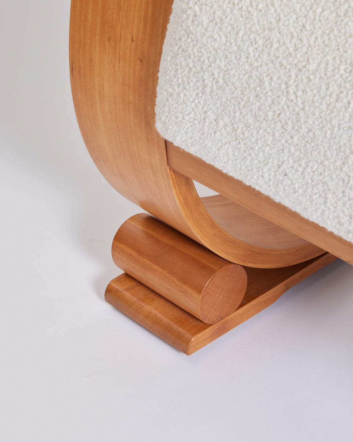 SOLD Audoux-Minet Bentwood Ivory Boucle Chair, 1950's