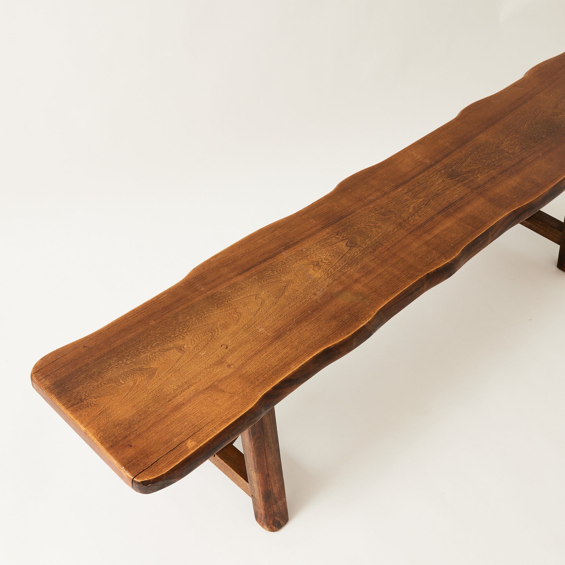 SOLD Mid Century Brutalist Elm Bench by Olavi Hanninen, Finland