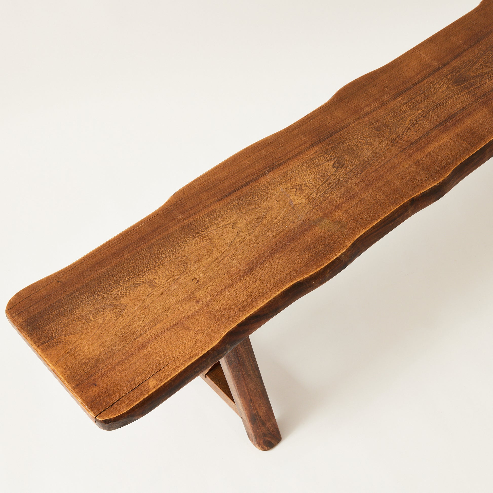 SOLD Mid Century Brutalist Elm Bench by Olavi Hanninen, Finland