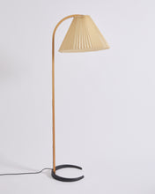 Load image into Gallery viewer, SOLD 1960s Mid Century Mads Caprani Lamp with Pleated Shade and Bentwood Stand
