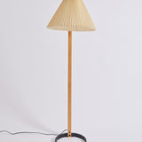 SOLD 1960s Mid Century Mads Caprani Lamp with Pleated Shade and Bentwood Stand