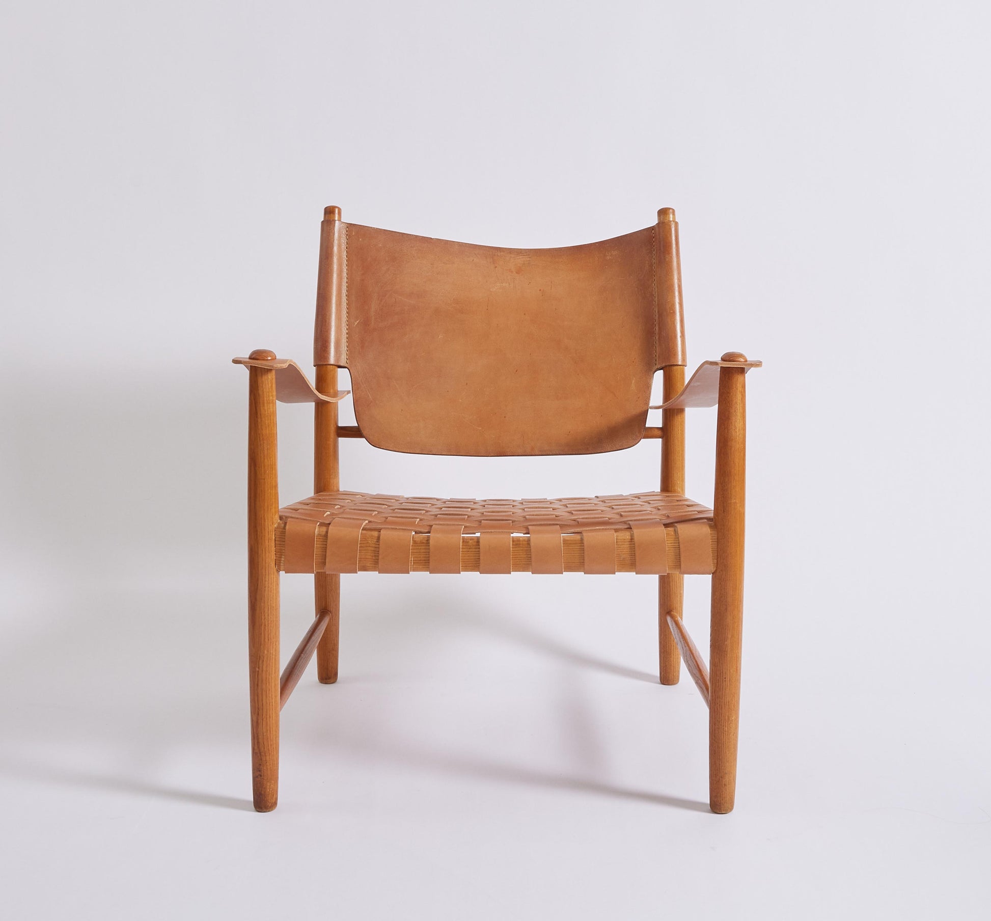 SOLD Danish Mid Century Safari Leather Lounge Chair