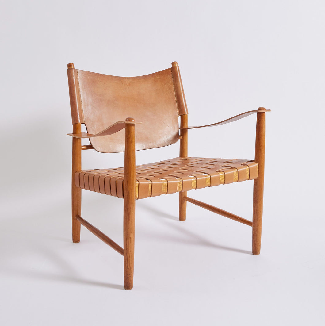 Danish Mid Century Safari Leather Lounge Chair