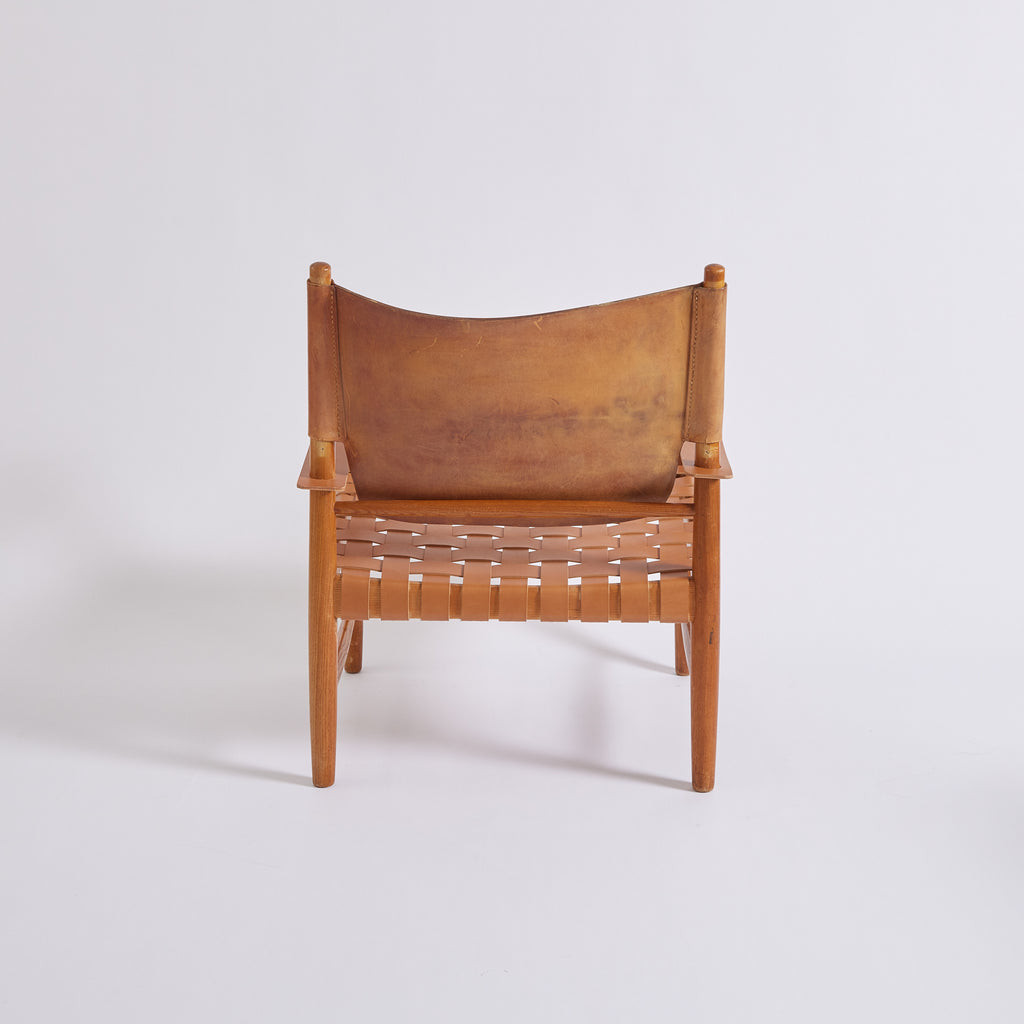 SOLD Danish Mid Century Safari Leather Lounge Chair